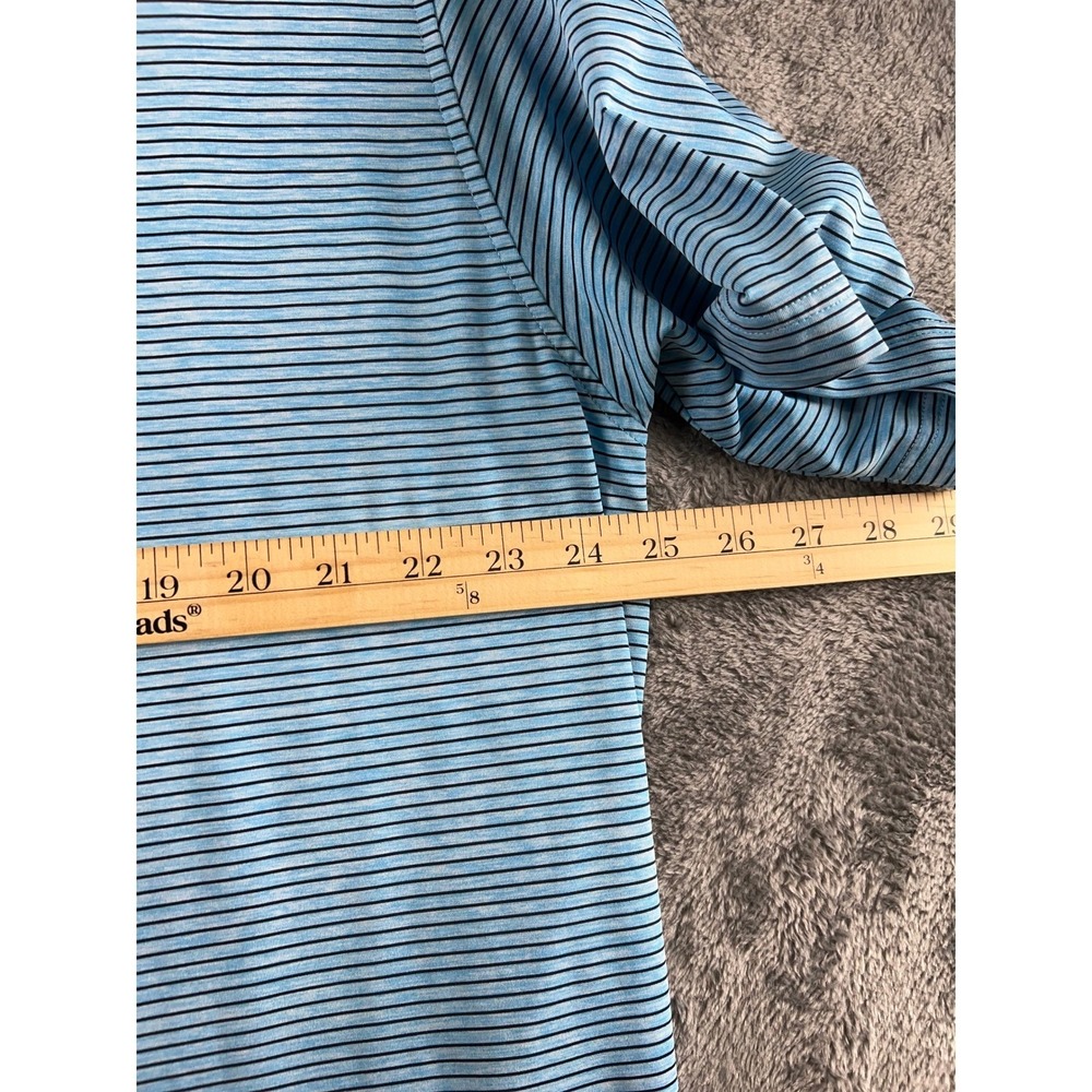 FootJoy ProDry Mens Polo Shirt Light Blue White Micro Stripe Golf Top FJ Logo - Picture 6 of 8